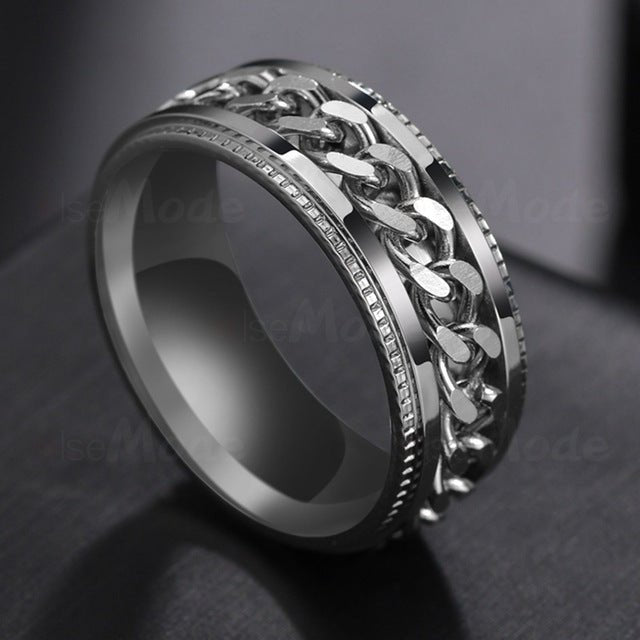 Letdiffery Cool Stainless Steel Rotatable Men Ring High Quality Spinner Chain Punk Women Jewelry for Party Gift - Maple City Timepieces