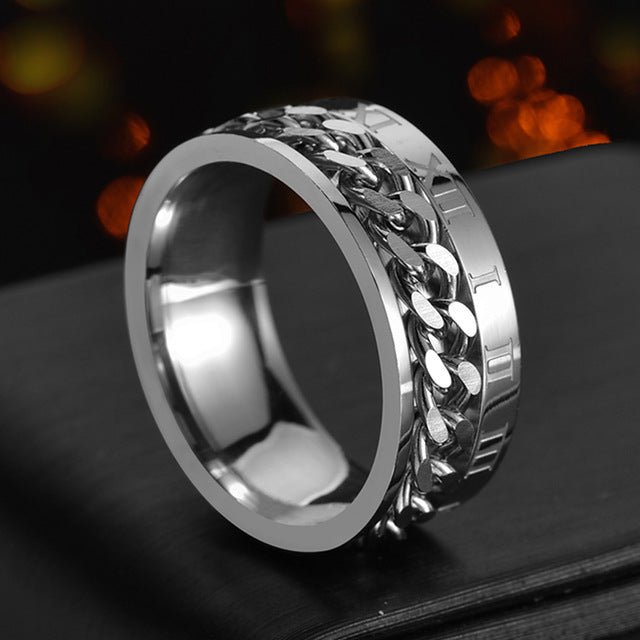 Letdiffery Cool Stainless Steel Rotatable Men Ring High Quality Spinner Chain Punk Women Jewelry for Party Gift - Maple City Timepieces