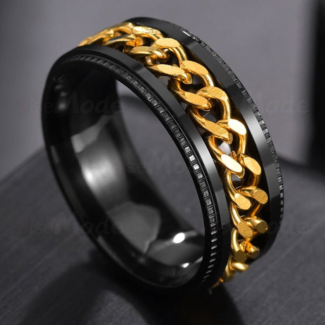 Letdiffery Cool Stainless Steel Rotatable Men Ring High Quality Spinner Chain Punk Women Jewelry for Party Gift - Maple City Timepieces