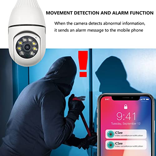 Light Bulb Security Camera 1080P, PTZ WiFi 360 Degree E27 Panoramic IP Camera,WiFi Outdoor Indoor 360 PTZ Bulb Security Camera Night Vision, Motion Detection, APP Access, Waterproof (White) - Maple City Timepieces