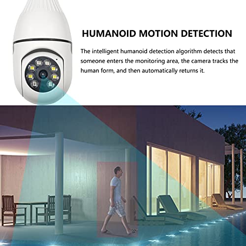 Light Bulb Security Camera 1080P, PTZ WiFi 360 Degree E27 Panoramic IP Camera,WiFi Outdoor Indoor 360 PTZ Bulb Security Camera Night Vision, Motion Detection, APP Access, Waterproof (White) - Maple City Timepieces