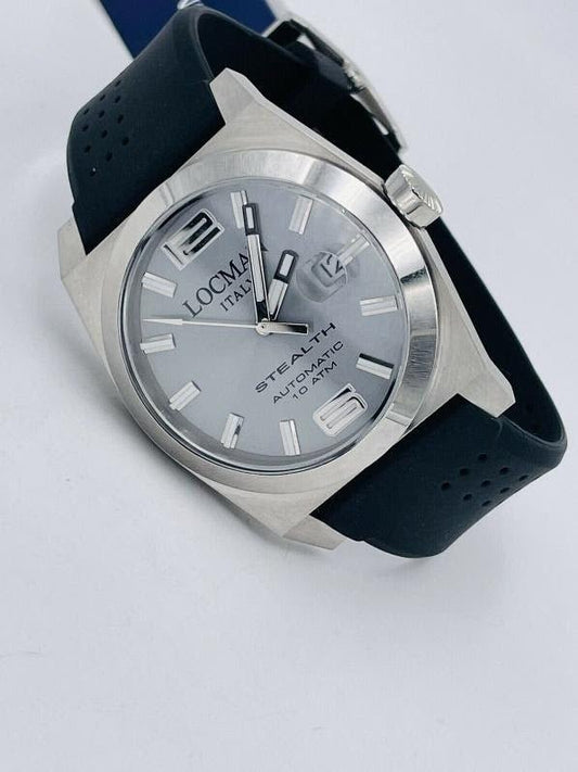 Locman Stealth Automatic Silver Bezel Blue Strap 205SKG/450 - Maple City Timepieces