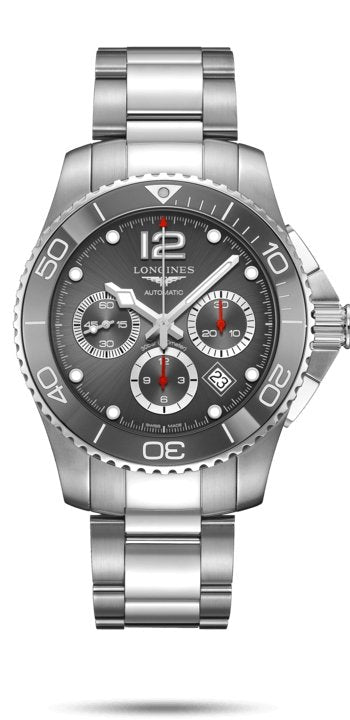 Longines- HydroConquest Grey Dial Diver Chronograph 43MM Automatic L38834766 - Maple City Timepieces