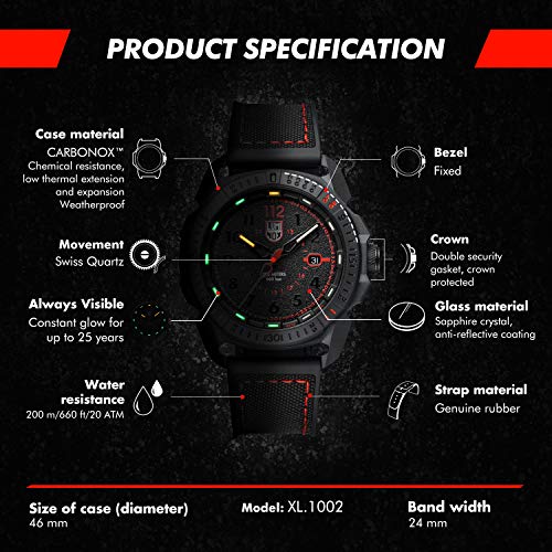 Luminox Men's Wrist Watch Ice-SAR Arctic 1002: 46mm Stainless Steel Case Black Display 200 M Water Resistant - Maple City Timepieces