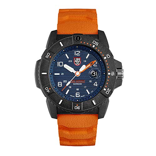 Luminox Navy Seal Mens Watch 45mm Blue Display Orange Band (XS.3603/3600 Series): 200 Meter Water Resistant + Hardened Mineral Glas + Light Weight Carbon Case - Maple City Timepieces