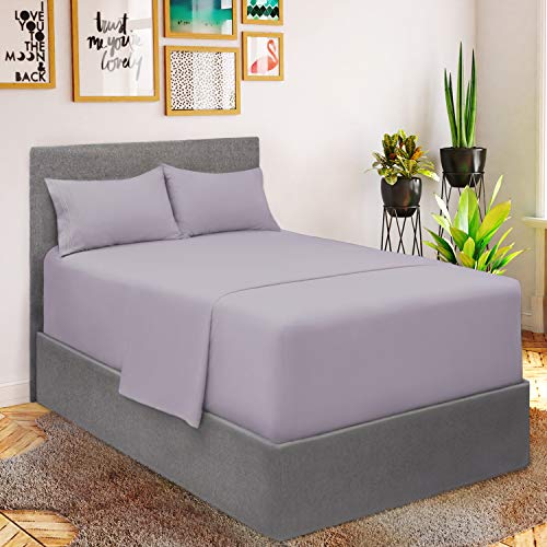  Deep Pocket Twin Sheets Set for Air Mattress - Extra Deep  Pocket Twin Sheet Sets - 4 Piece Bed Set Fade Resistant Fits 16in to 24in  Pillow Top Air Bed Mattress(Grey) 