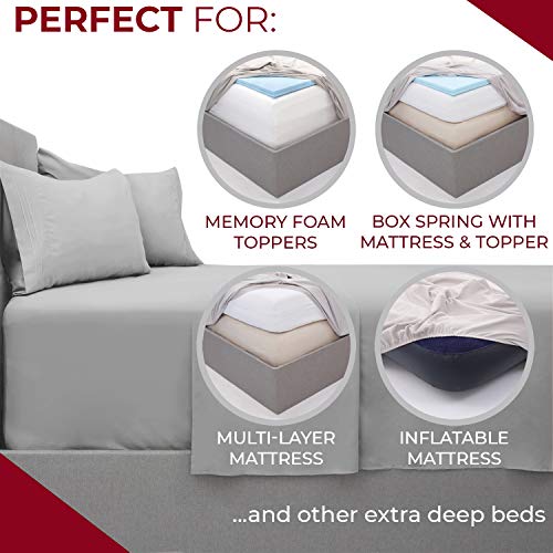  Deep Pocket Twin Sheets Set for Air Mattress - Extra Deep  Pocket Twin Sheet Sets - 4 Piece Bed Set Fade Resistant Fits 16in to 24in  Pillow Top Air Bed Mattress(Grey) 