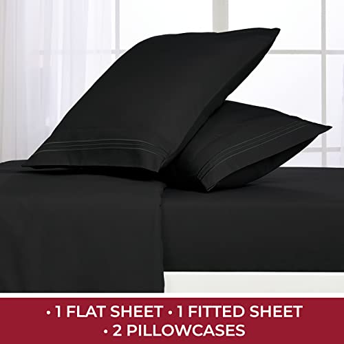  Satin Sheets Queen [4-Piece, Black] Hotel Luxury Silky Bed  Sheets - Extra Soft 1800 Microfiber Sheet Set, Wrinkle, Fade, Stain  Resistant - Deep Pocket Fitted Sheet, Flat Sheet, Pillow Cases 