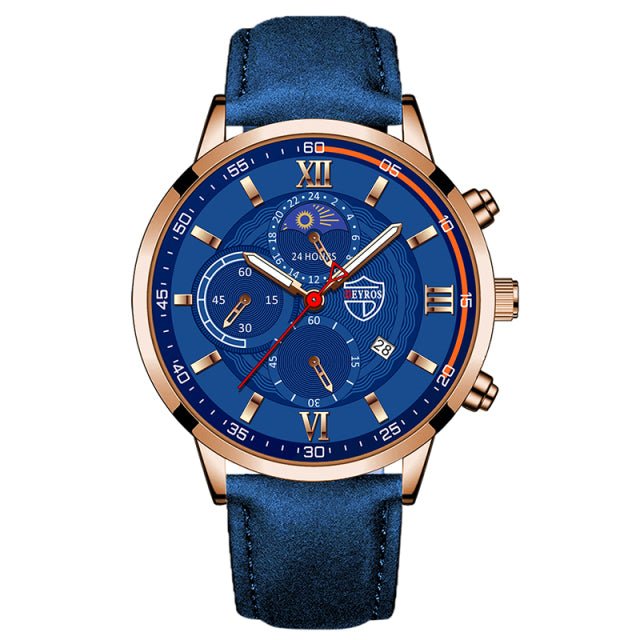Men Sport Watch Stainless Steel Quartz Wristwatch Man Business Casual Simple Leather Bracelet Male Luminous Clock Watches - Maple City Timepieces