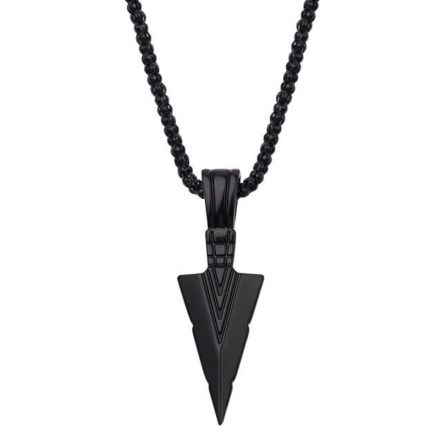 Men&#39;s Design Matte Black Long Necklace with Arrow Pendant Jewelry Chain Hip Hop Punk Rock Christmas Halloween Gift For Men Wome - Maple City Timepieces
