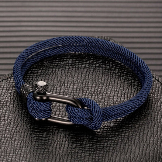 MKENDN Men U shape Survival Bracelet Outdoor Camping Rescue Emergency Rope Bracelet For Women Black Stainless Steel Sport Buckle - Maple City Timepieces