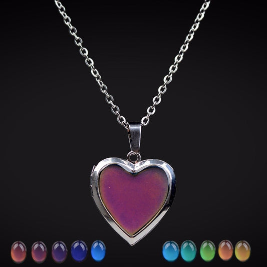 Mood Necklaces Peach Heart Love Pendant Necklace Temperature Control Color Change Necklace Stainless Steel Chain Jewellery Women - Maple City Timepieces