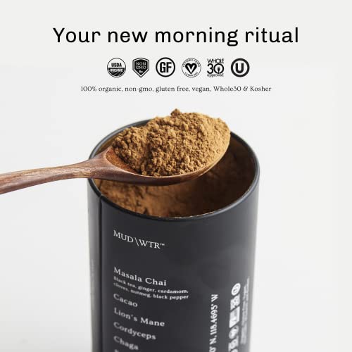 MUDWTR - 30 Serving :rise (180g) Mushroom-Based Coffee Alternative, Low Caffeine & Organic Ingredients, Vegan, Gluten Free, Non-GMO Whole30 Approved - Maple City Timepieces