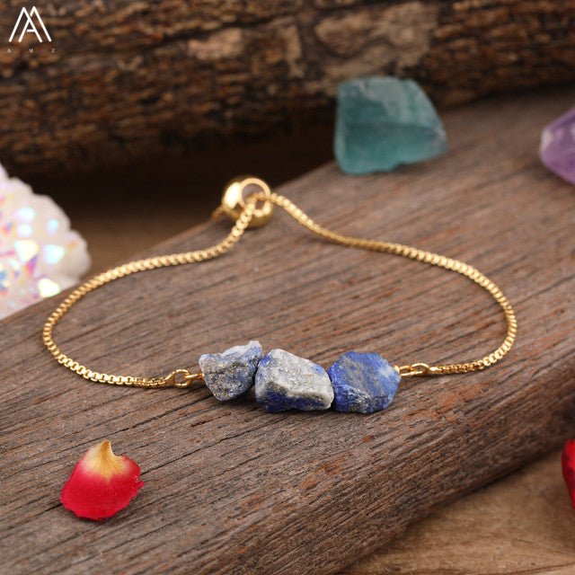 Natural Amazonite Blue Apatite Stone Amethysts Citrines Roses Quartz Chip Beads Gold Chains Bracelet Boho Jewelry Women Dropship - Maple City Timepieces