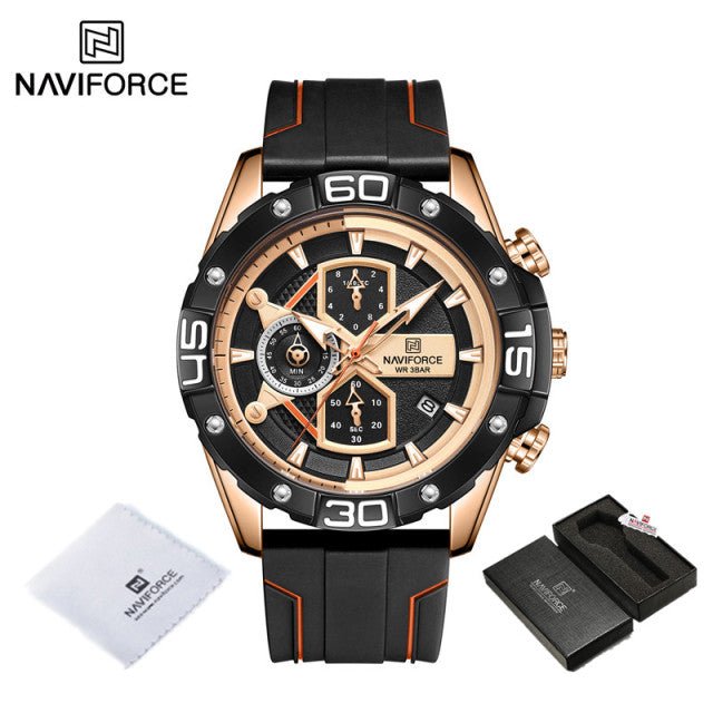 NAVIFORCE Sport Watches for Men Top Brand Luxury Military Silicone Wrist Watch Man Clock Fashion Quartz Chronograph Wristwatch - Maple City Timepieces