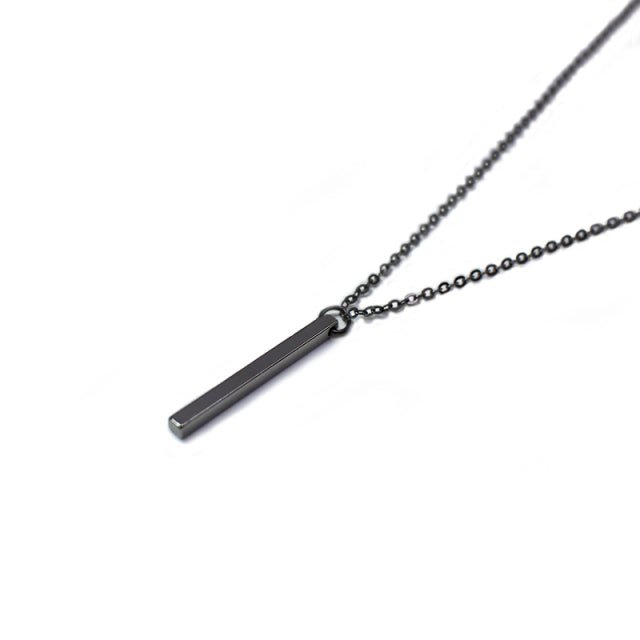New Black Rectangle Pendant Necklace Men Trendy Simple Stainless Steel Men&#39;s Necklace Collana Kolye Bijoux Collar Collier Homme - Maple City Timepieces