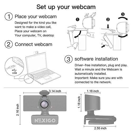 NexiGo N60 1080P Web Camera, HD Webcam with Microphone, Software Control & Privacy Cover, USB Computer Camera, 110-degree FOV, Plug and Play, for Zoom/Skype/Teams, Conferencing and Video Calling - Maple City Timepieces