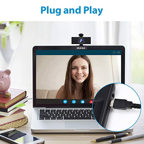 Webcam 1080p, Webcam with Microphone, USB Web Camera 110°Wide View, Plug  and Play Computer Camera, Laptop Desktop Webcam for Conferencing