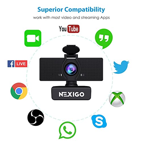 NexiGo N60 1080P Web Camera, HD Webcam with Microphone, Software Control & Privacy Cover, USB Computer Camera, 110-degree FOV, Plug and Play, for Zoom/Skype/Teams, Conferencing and Video Calling - Maple City Timepieces