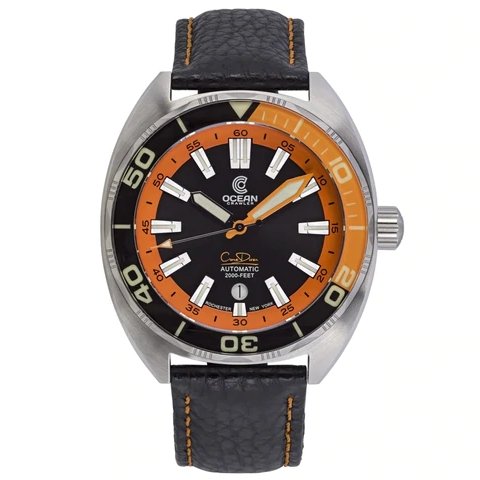 Ocean Crawler Core Diver - Black/Orange Chapter Ring - Maple City Timepieces