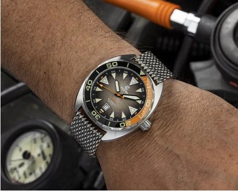 Ocean Crawler Core Diver - Textured Black/Orange - Maple City Timepieces