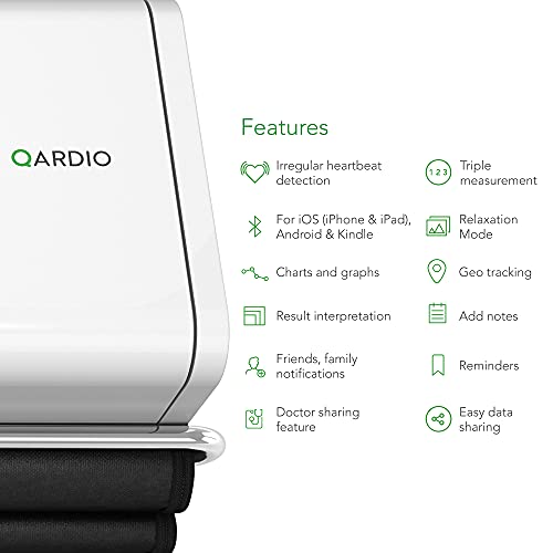 QardioArm Blood Pressure Monitor: Smart, Medically Accurate, Compact Digital Upper Arm Cuff. Wi-Fi and App enabled for iOS, Android, Kindle. Works with Apple Watch, Apple and Samsung Health. - Maple City Timepieces
