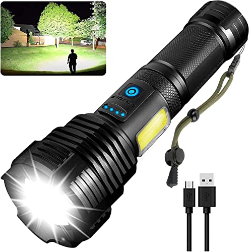 Rechargeable Flashlight 100000 lumens, Super Bright LED Flashlight High Lumen with USB Output, Powerful Flashlight with 5 Modes Zoomable, Waterproof Bright Flashlight for Emergency Camping - Maple City Timepieces