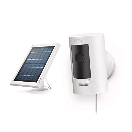 Ring Stick Up Cam Solar HD security camera with two-way talk, Works with Alexa - White - Maple City Timepieces