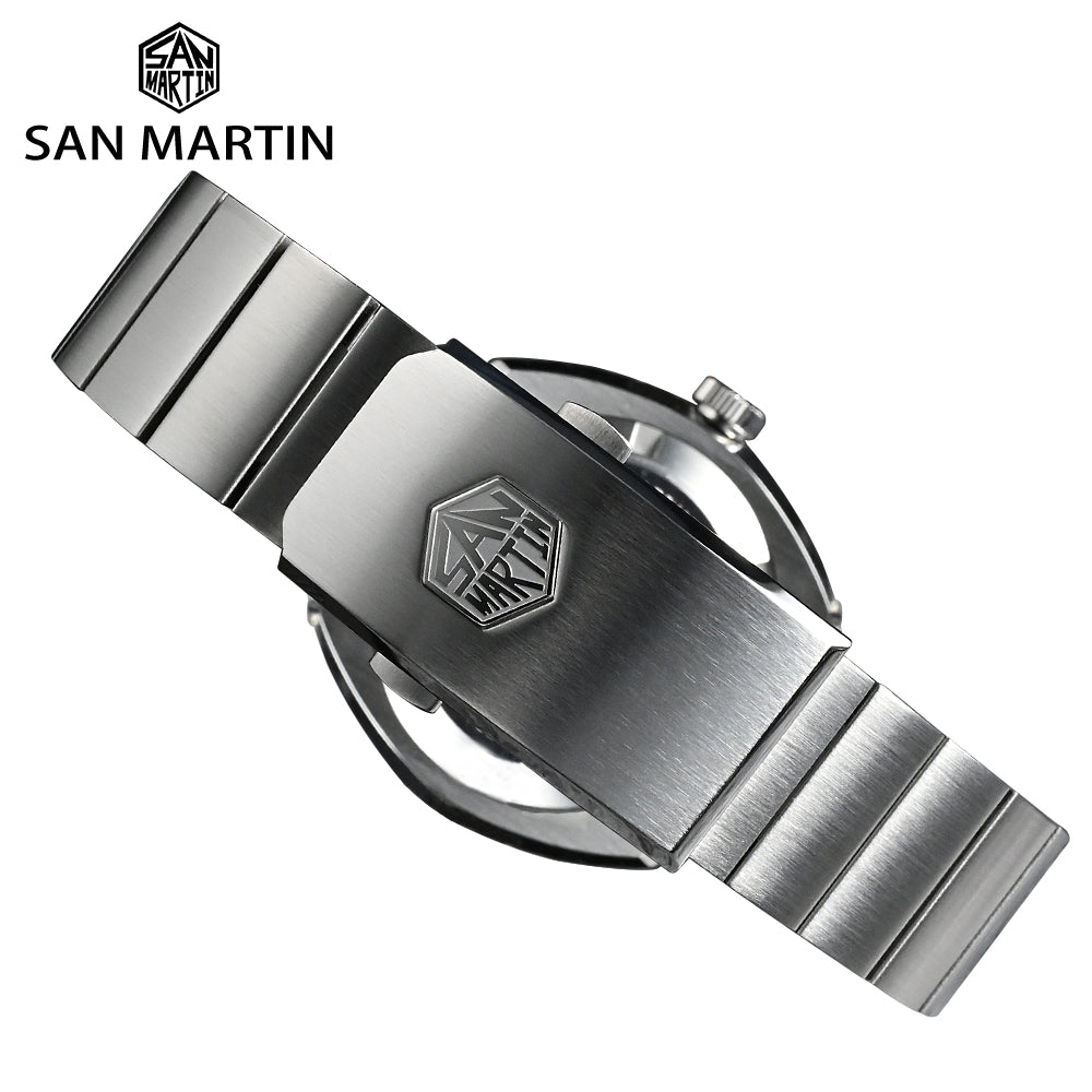 San Martin Bracelet High Quality 316L Solid Stainless Steel Watch Parts Two Links Flat Ends 20mm Brushed Clasp Universal Strap - Maple City Timepieces