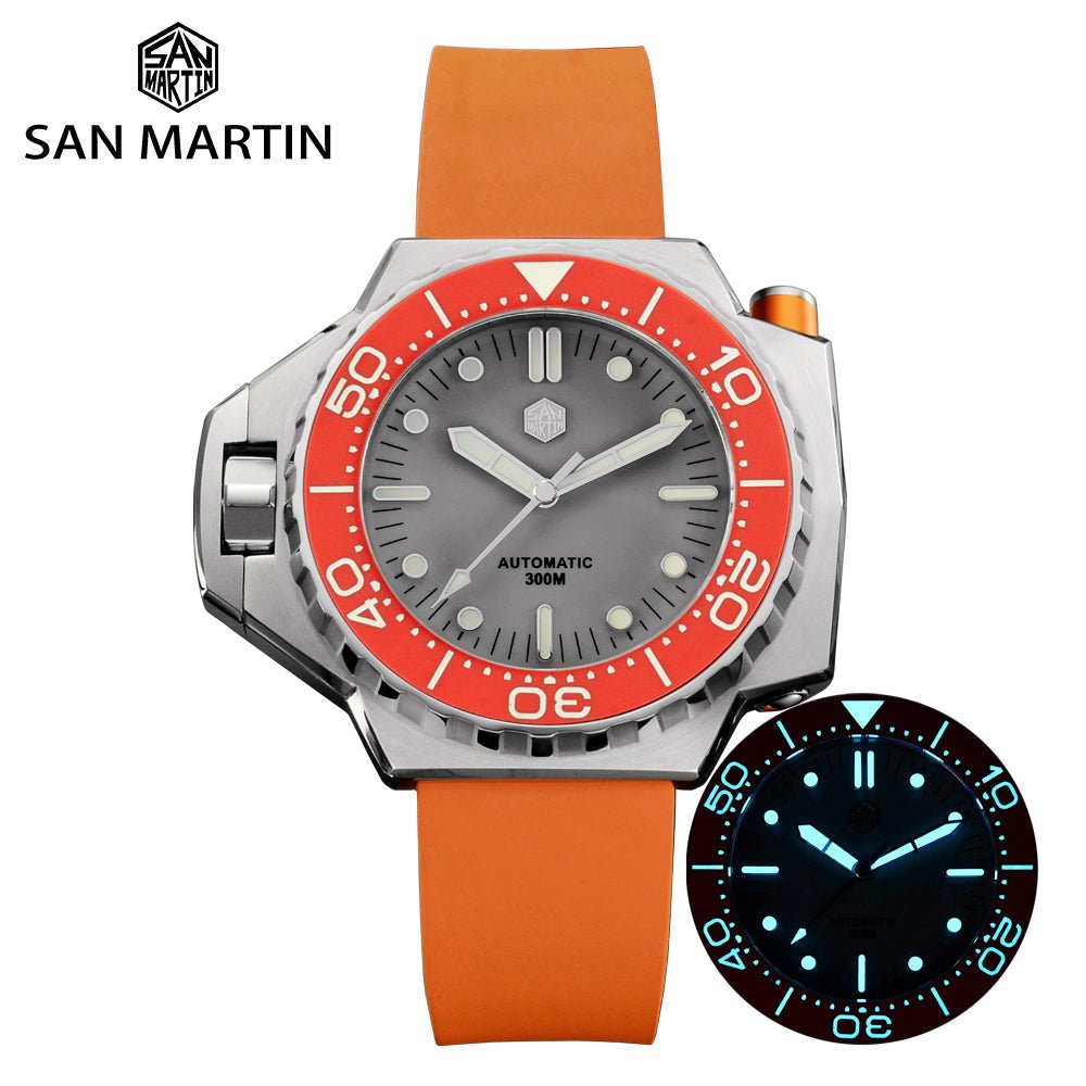 San Martin Diver Luxury Watch Helium Device Bi-Directional Rotating Bezel Sapphire PT5000 Mens Automatic Mechanical Watches Lume - Maple City Timepieces