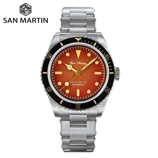 San Martin Diver Watch 38mm Vintage 6200 Retro Water Ghost Luxury Sapphire YN55A Men Automatic Mechanical Watches 20Bar Relojes - Maple City Timepieces