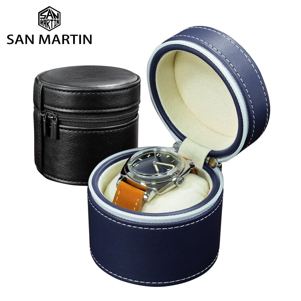 San Martin Leather High-end Portable Watch Box Small Travel Storage Box Gift Box Display Package Boxes - Maple City Timepieces
