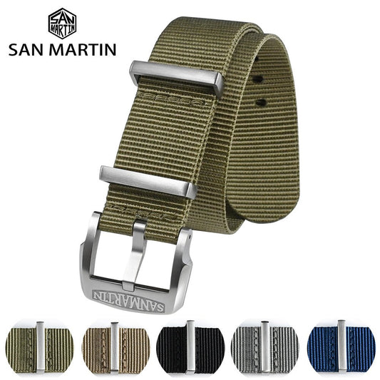 San Martin NATO Nylon Strap High Quality Pilot Military Watch Band 20mm 22mm Universal Type Sports Paratrooper Strap Watch Parts - Maple City Timepieces