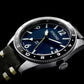 SSC-101 24h GMT, All Stainless Steel & Blue, black bezel - Maple City Timepieces