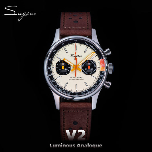 Sugess 1963 Chronograph Mechanical Wristwatches Seagull ST19 Swanneck Movement Pilot Mens Watch Sapphire Crystal Retro Xmas Gift - Maple City Timepieces
