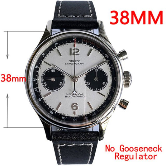 Sugess Chronograph Mechanical Seagull Movement ST1901 Gooseneck Regulator Mens Watch 38mm 40mm Pilot Watch For Men Sapphire 1963 - Maple City Timepieces