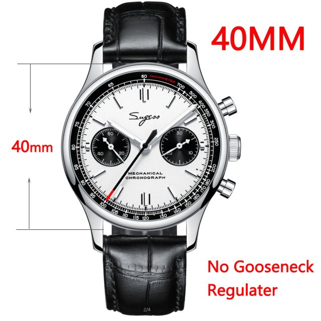 Sugess Chronograph Mechanical Seagull Movement ST1901 Gooseneck Regulator Mens Watch 38mm 40mm Pilot Watch For Men Sapphire 1963 - Maple City Timepieces