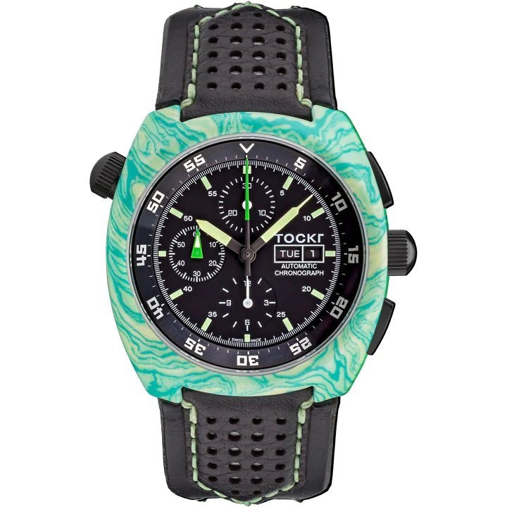 Tockr - Chronograph - Hydro Dipped - Marble Lume - Leather - 45mm - Automatic - Maple City Timepieces