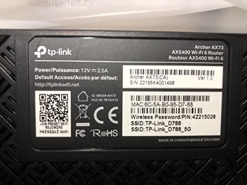 TP-Link AX5400 WiFi 6 Router (Archer AX73)- Dual Band Gigabit