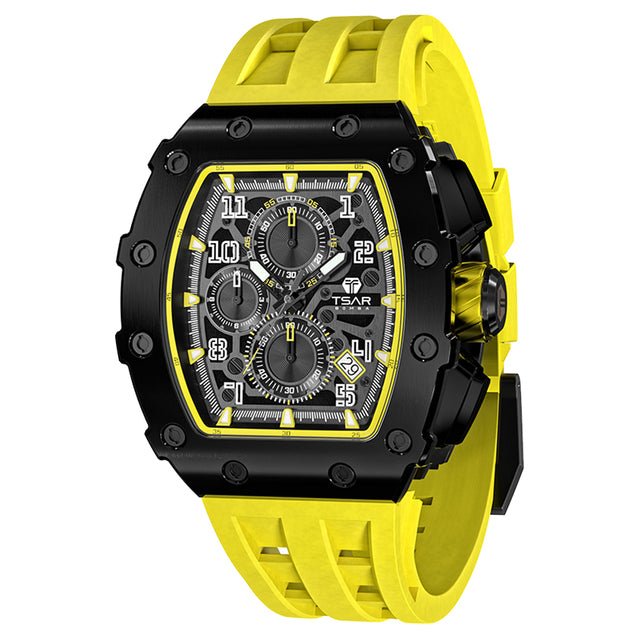 TSAR BOMBA Watch for Men Luxury Top Brand Quartz Tonneau Design 50M Waterproof Sapphire Glass Chronograph Fashion Mens Watch - Maple City Timepieces