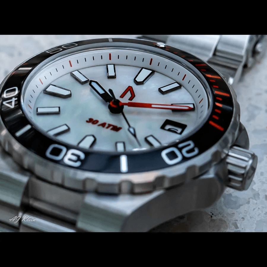 Ugly watch Company - 300m Diver White MOP - Maple City Timepieces