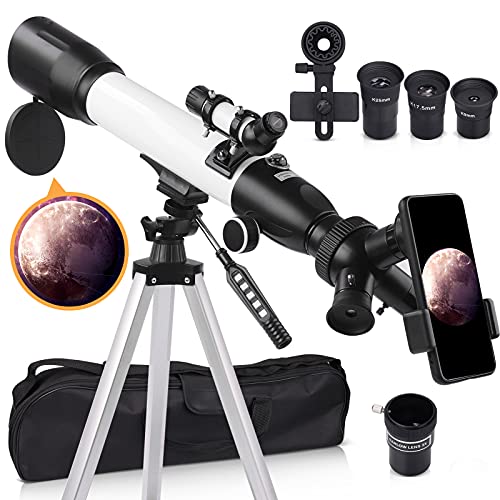 [Upgraded] Telescope, Astronomy Telescope for Adults, 60mm Aperture 500mm AZ Mount Astronomical Refracting Telescope for Kids Beginners with Adjustable Tripod, Phone Adapter, Nylon Bag… - Maple City Timepieces