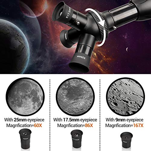 [Upgraded] Telescope, Astronomy Telescope for Adults, 60mm Aperture 500mm AZ Mount Astronomical Refracting Telescope for Kids Beginners with Adjustable Tripod, Phone Adapter, Nylon Bag… - Maple City Timepieces