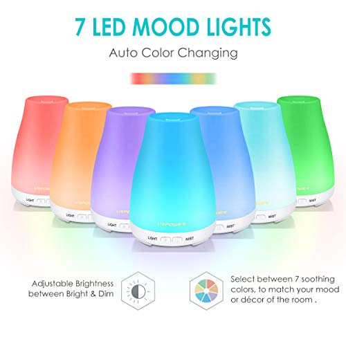 URPOWER 2nd Version Essential Oil Diffuser,Aroma Essential Oil Cool Mist Humidifier with Adjustable Mist Mode,less Water Auto Shut-Off and 7 Color Lights Changing for Home Office Baby - Maple City Timepieces