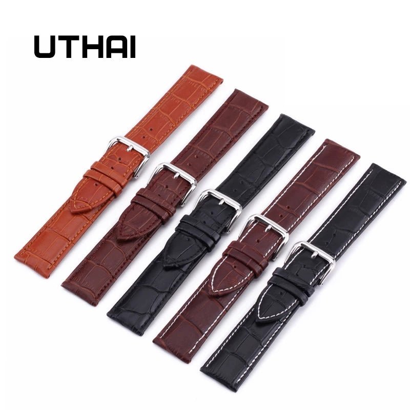 UTHAI Z08 Watch Band Genuine Leather Straps 10-24mm Watch Accessories High Quality Brown Colors Watchbands - Maple City Timepieces