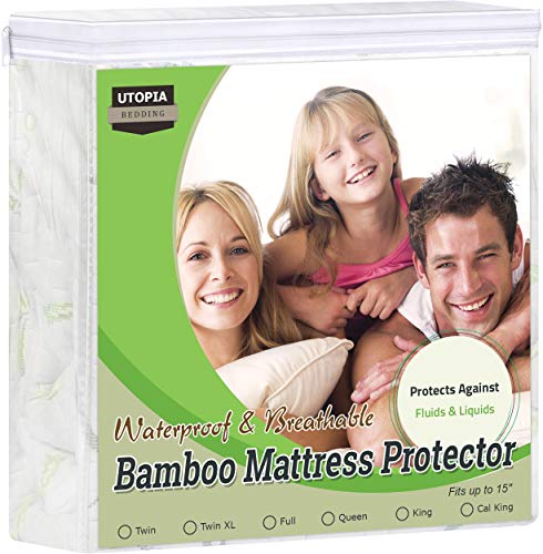 Utopia Bedding Premium Bamboo Waterproof Mattress Protector Full 340 GSM, Fits 15 Inches Deep, Easy Care - Maple City Timepieces
