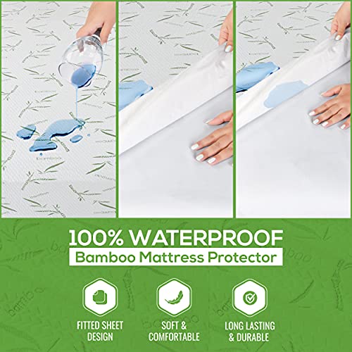 Utopia Bedding Premium Bamboo Waterproof Mattress Protector Full 340 GSM, Fits 15 Inches Deep, Easy Care - Maple City Timepieces