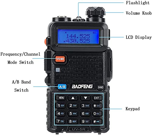 UV-5R 5W Handheld Ham Radio with 1800mAh Battery, Black - Maple City Timepieces