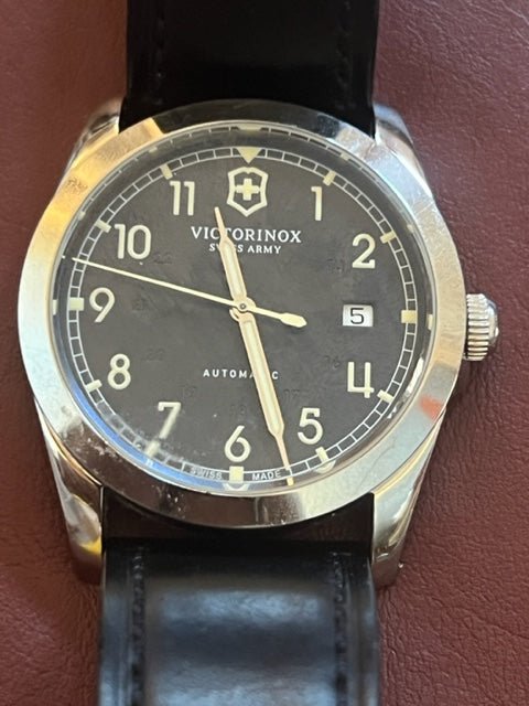 Victorinox Swiss Army Men's Infantry 241586 Black Leather Swiss Automatic Watch - Pre Owned - Maple City Timepieces
