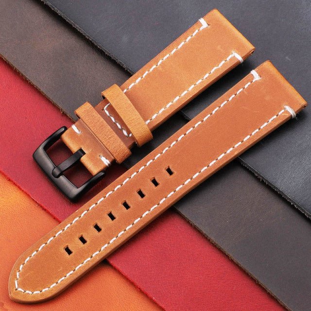 Vintage Genuine Leather Watchbands 7 Colors Belt 18mm 20mm 22mm 24mm Women Men Cowhide Watch Band Strap Accessories - Maple City Timepieces